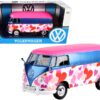 Volkswagen Type 2 (T1) Delivery Van "Love" Pink and Blue Metallic 1/24 Diecast Model Car by Motormax