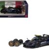 Pagani Zonda Revolucion "Official Car" Dark Blue and Carbon with Extra Wheels 1/64 Diecast Model Car by CM Model