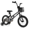 14 Inch Kids Bike with Basket and Training Wheels for Children Aged 4-5 Years Old - Color: Black - Size: 14 inches